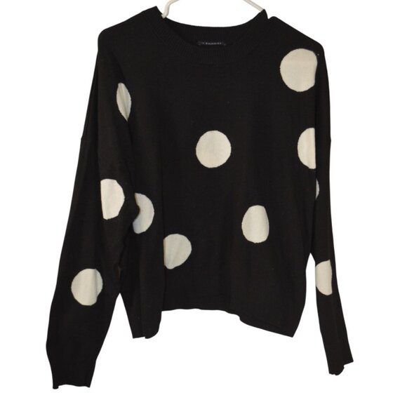 Tahari Sweaters - Tahari Black White Polka Dot Sweater XL Crewneck Long Sleeve